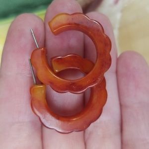 Vintage Marbled Copper Colored Lucite Earrings TCJB1